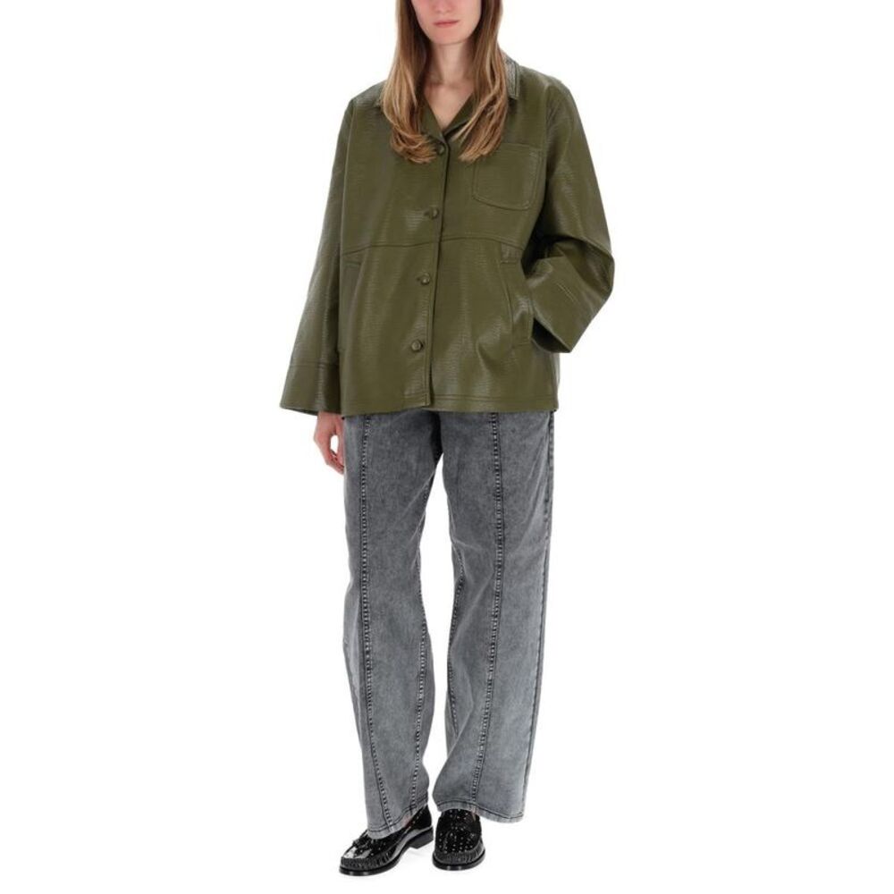 BAUM UND PFERDGARTEN Women's Green Faux Leather Jacket Women GREEN Coats & - Picture 2 of 4